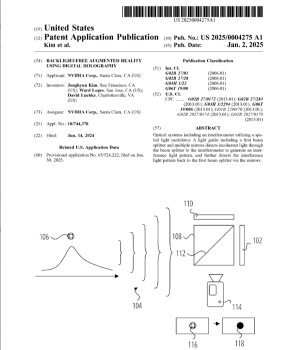 英偉達(dá)AR眼鏡專(zhuān)利曝光：無(wú)背光全息技術(shù) 更清晰自然