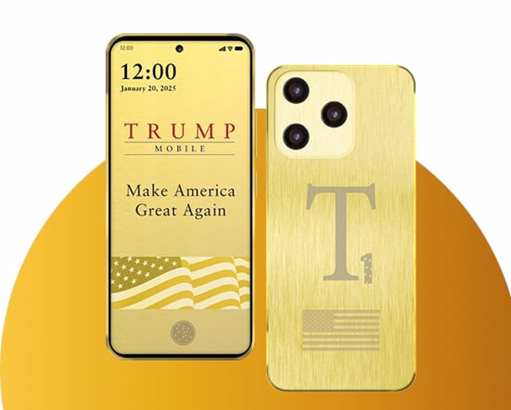 美国总统特朗普的家族企业推出T1SM手机，要价499美元。 （图取自Trump Mobile网页）