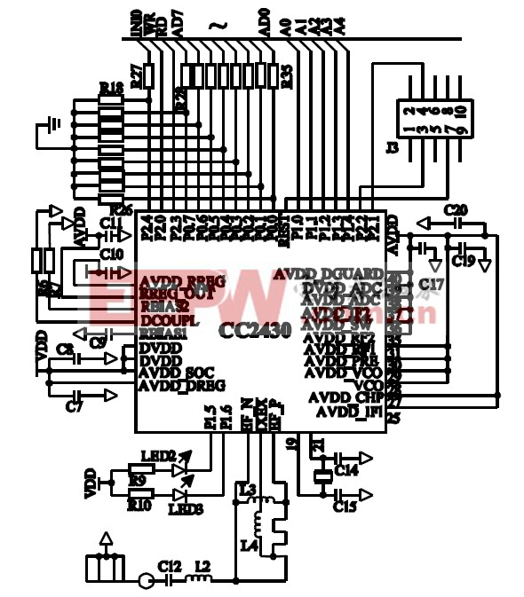 圖 6 CC2430 硬件電路圖