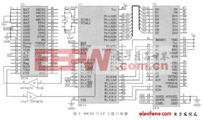 89C54與CF卡接口電路