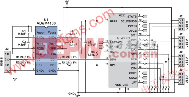  隔离的集线器 www.elecfans.com