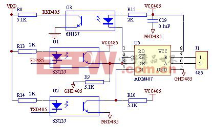 圖1  ADM487E典型應(yīng)用電路