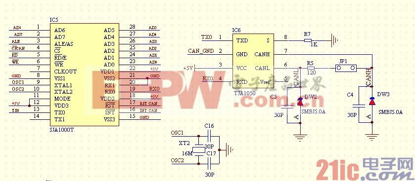 CC1101RF電路 SJA1000CAN電路 mega16MCU電路