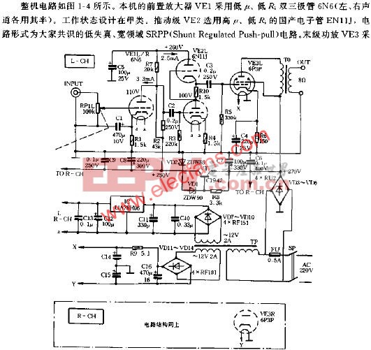8W+8W电子管功率放大器原理图  www.elecfans.com