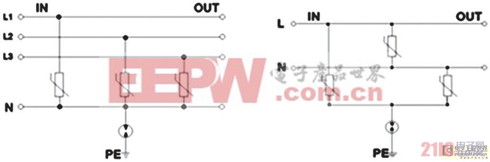 圖4　三相電和單相電防浪涌電路