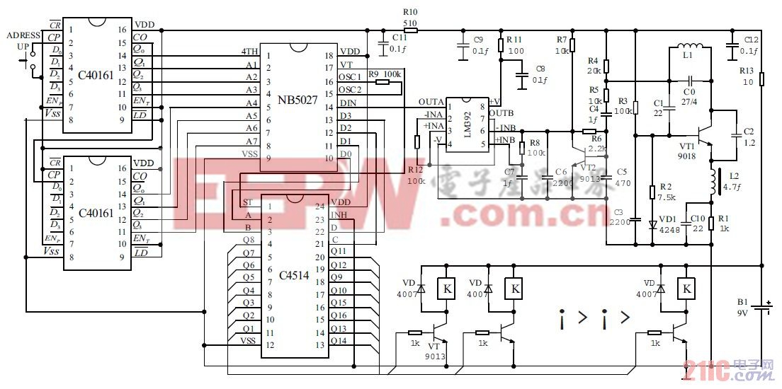 圖3 接收控制系統(tǒng)的電路原理圖