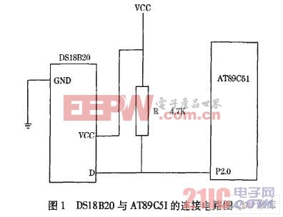 DSl8820与AT89C5I的连接电路图