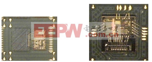 图 3:意法半导体的两种惯性传感器封装结构:(左) 并列封装；(右)芯片堆叠封装。（电子系统设计）