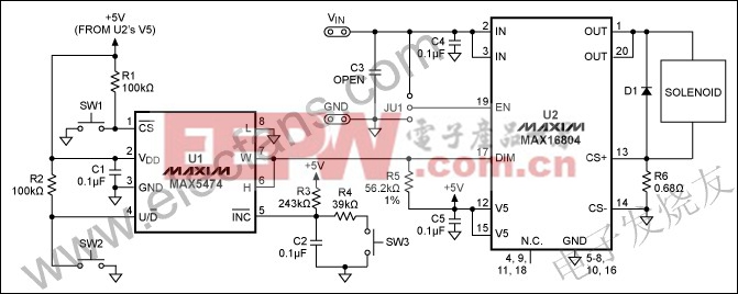 數(shù)字驅(qū)動電路提供了一個比例電磁鐵驅(qū)動器 www.elecfans.com