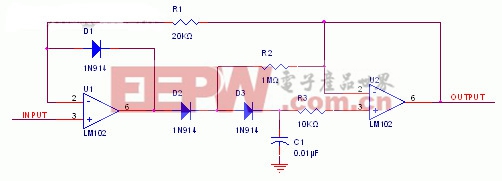 Low Drift Peak Detector (摘自National Semiconductor Application Note 31)