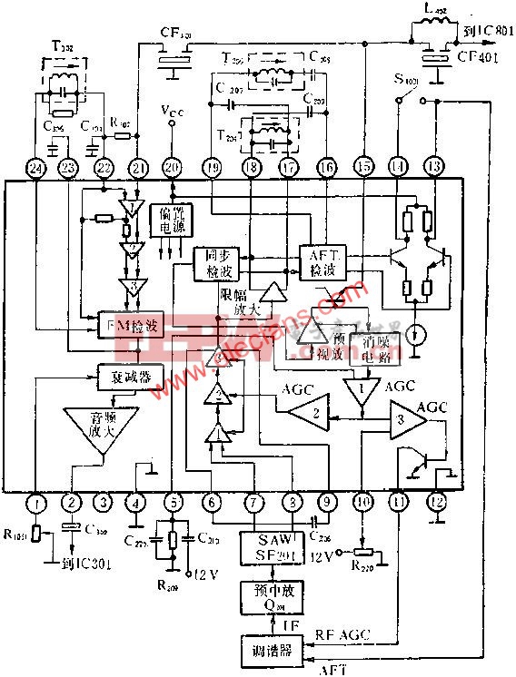 D7680内部方框图及外围电路图  www.elecfans.com