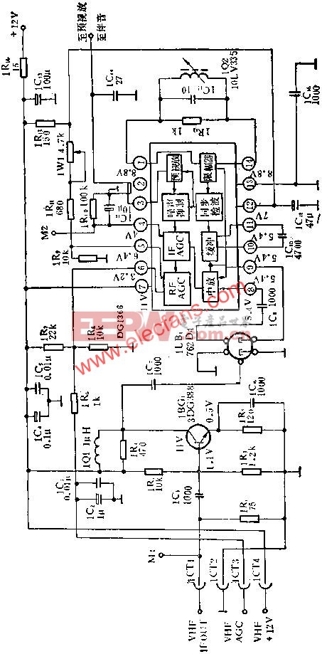 DC1366图象中放集成电路的应用电路图  www.elecfans.com