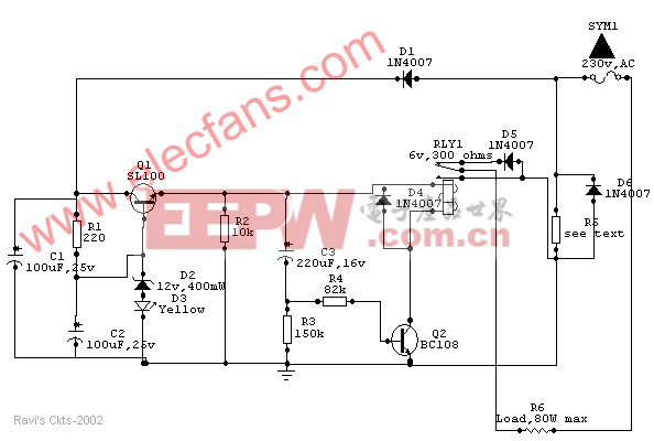 汽車熱限制器的烙鐵電路 www.elecfans.com