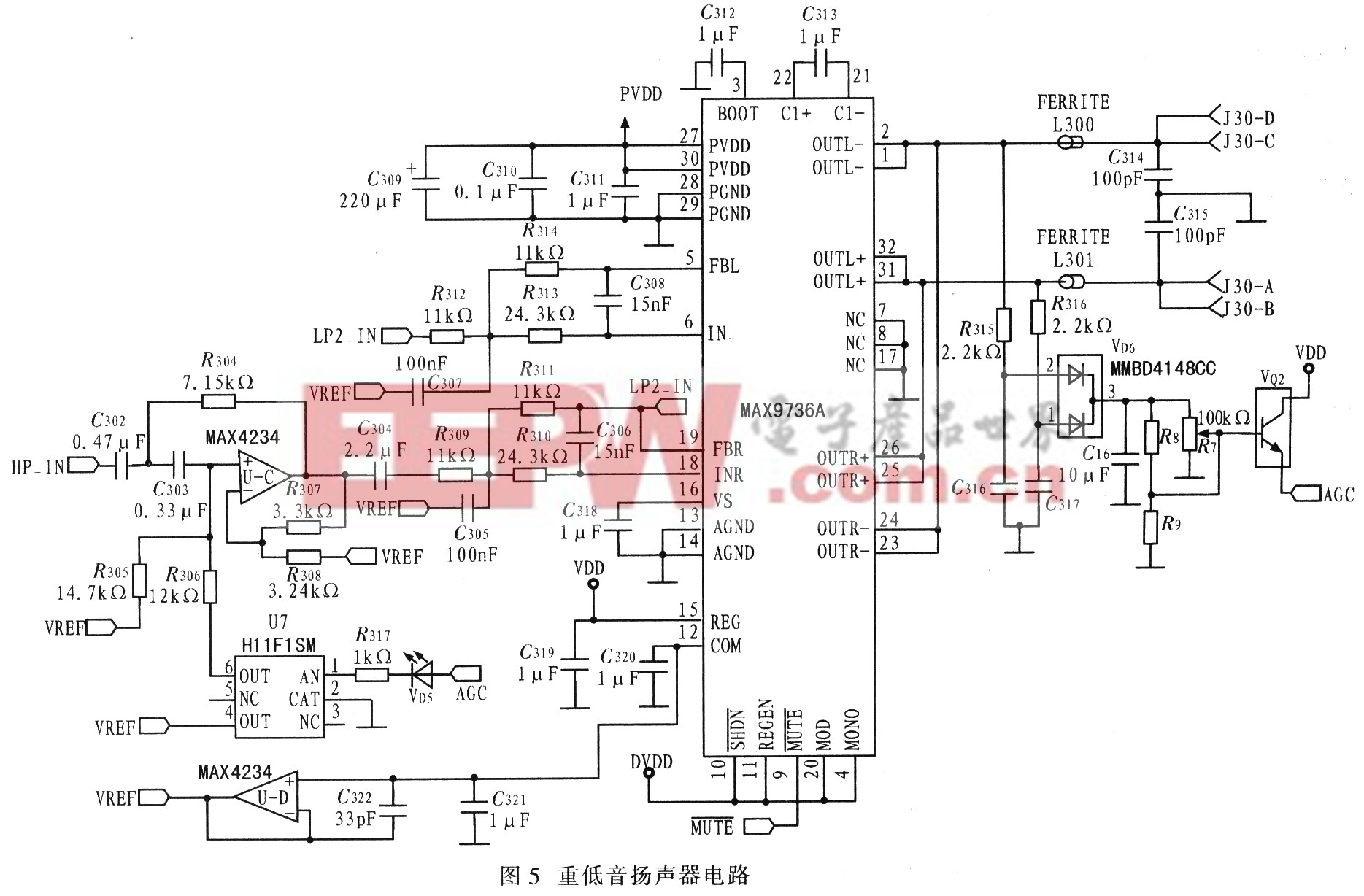 基于d类音频放大器max9736a/b的 mp3播放器设计