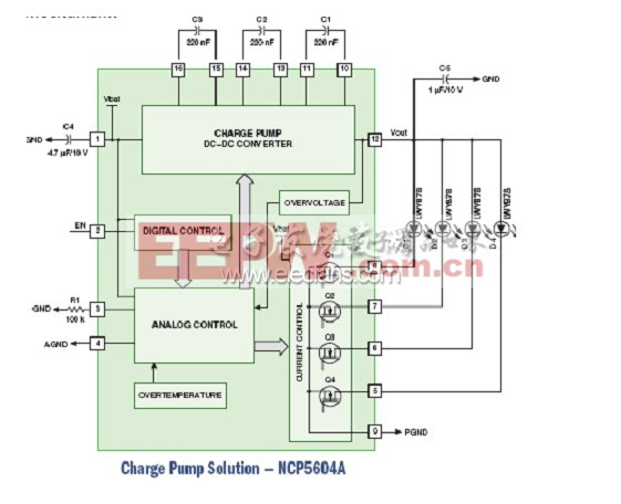 基于NCP5604A的電荷泵LED驅(qū)動電路