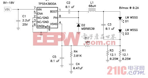 降壓LED驅(qū)動(dòng)器逐步降低輸入電壓