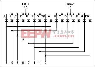 Figure 1. Internal configuration of a dual-digit LED module.