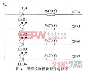 圖4 照明控制模塊硬件電路圖