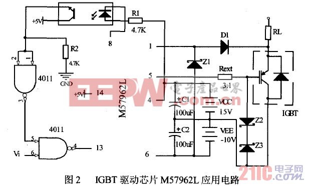 IGBT驅(qū)動(dòng)芯片M57962L應(yīng)用電路