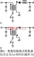 轉(zhuǎn)換器也可以用變壓器來建立隔離輸出(圖 4)。