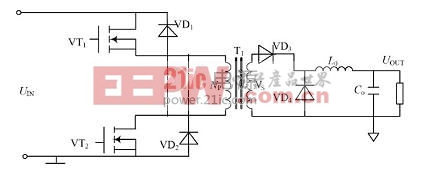 雙管正激式DC/DC變換器的電路圖