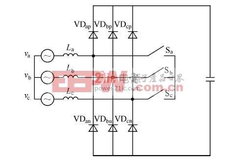圖1 雙并聯(lián)升壓型三相整流器主電路拓撲圖