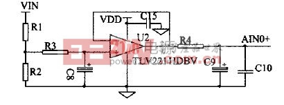 圖2 分壓取樣與信號調理電路