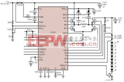 LT3791效率98.5% 100W（33.3V3A）升-降壓LED驅(qū)動(dòng)電路圖