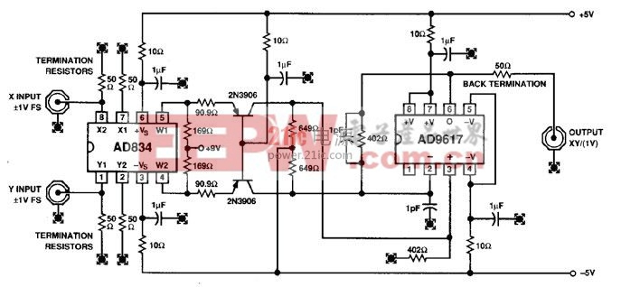 圖13. 使用有源電平轉(zhuǎn)換的直流至480 MHz電壓控制放大器