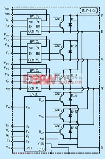 單電源ipm模塊的結(jié)構(gòu)原理圖