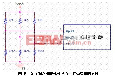 3個輸入引腳可用8個不同亮度組的示例