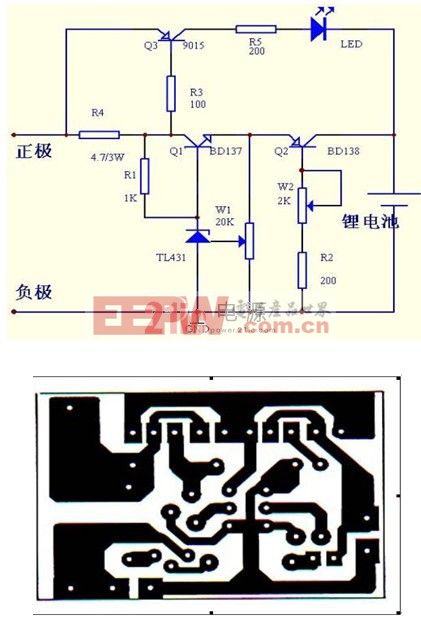 充電電路透視圖