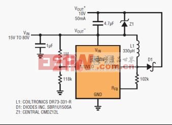 采用 5 引腳 TSOT-23 封裝的 100V 微功率 No-Opto 隔離反激式轉(zhuǎn)換器