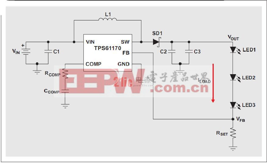 無開路保護 LED 驅(qū)動器高壓升壓轉(zhuǎn)換器結(jié)構(gòu)電路圖