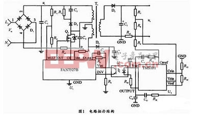 電路簡圖單級PFC反激式LED驅(qū)動電源設(shè)計