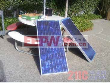 图 1:测试 BP 太阳能电池板， BP380U （0 至 20V 输出，4A 峰值功率 80W） 
