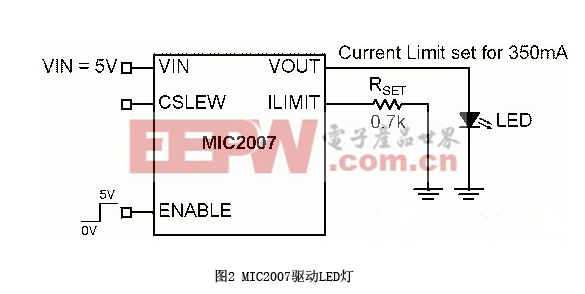 MIC2007驅(qū)動LED燈