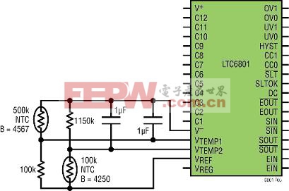 分壓器形式安置諸如熱敏電阻等溫度傳感器和電阻器