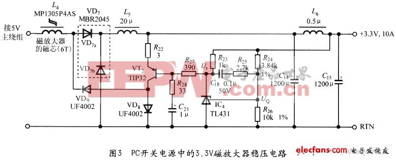 3.3V磁放大器穩(wěn)壓電路