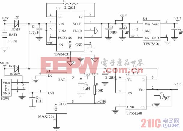 圖2 系統(tǒng)電源電路圖