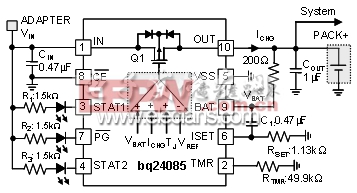 　圖 5：bq24085 的典型應(yīng)用電路