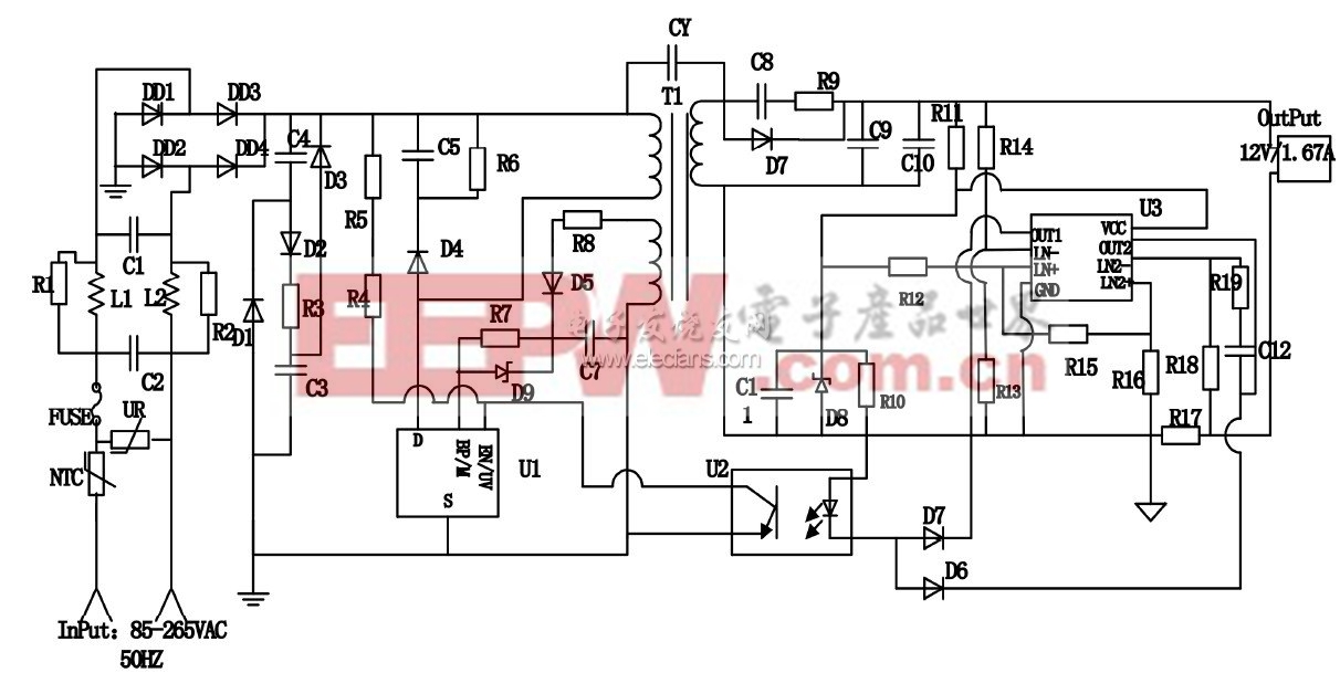 基于TNY279的大功率LED光源驅(qū)動(dòng)電路