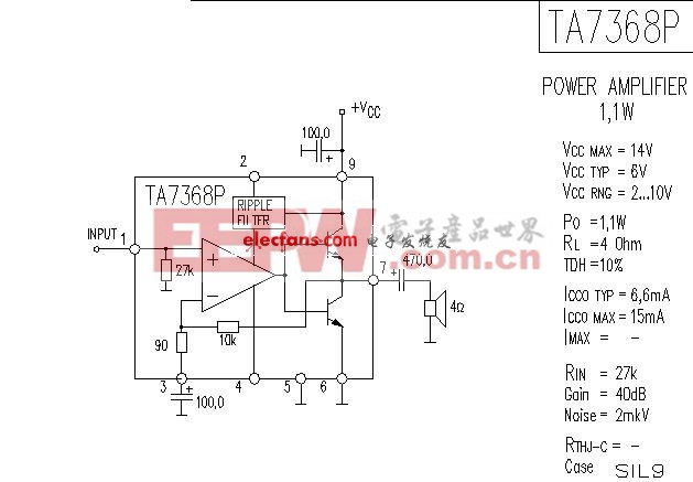 TA7368P小功率功放电路图