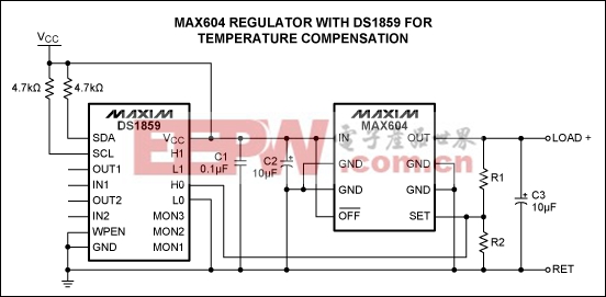 图2. MAX604温度补偿电路