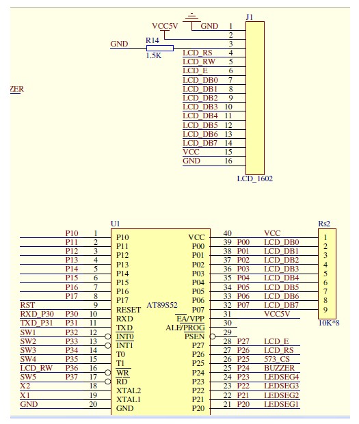 LCD1602显示电路图及程序