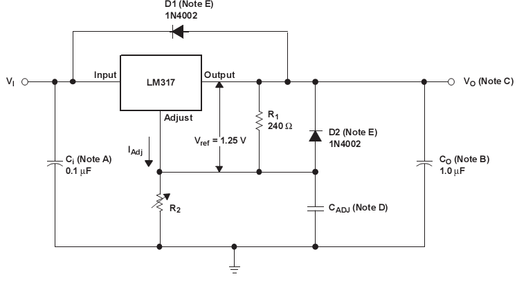 几种稳压器（TI）的典型应用之LM317