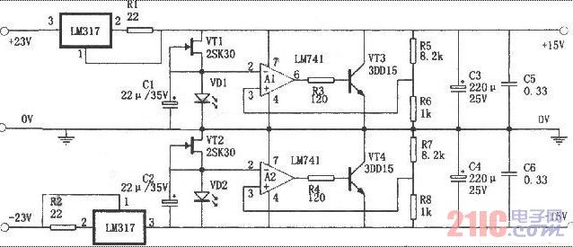 LM317构成的恒流并联稳压电源电路图.jpg