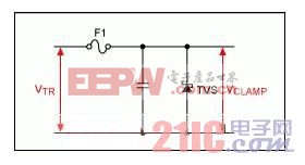 图1。 瞬态电压保护电路使用谨慎组件。