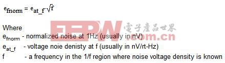 方程式 2.4：頻率為 1Hz 時(shí)的噪聲 （歸一化）