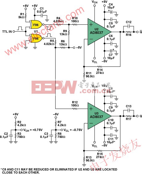 AD8037 PIN二極管驅(qū)動(dòng)器電路 www.elecfans.com